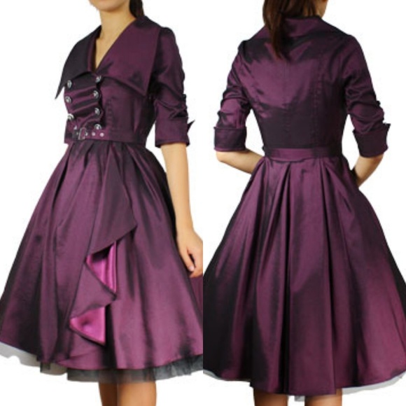 Pin Up Clothing Long Sleeve Party Dress - Picture 2 of 6